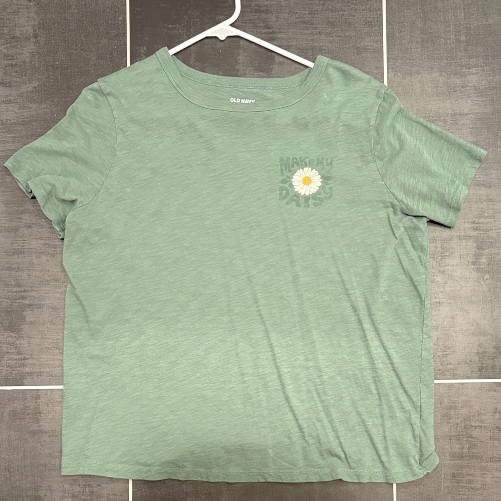 Old Navy Mint Green Kids Tee with Daisy Print